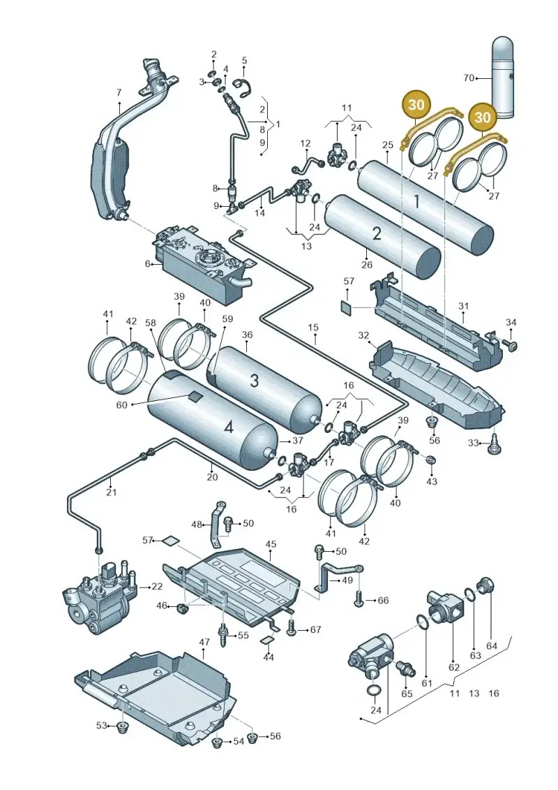 1T0201655AA — Volkswagen Touran 2.0 (2010-2015) diagram 694201070, position 30