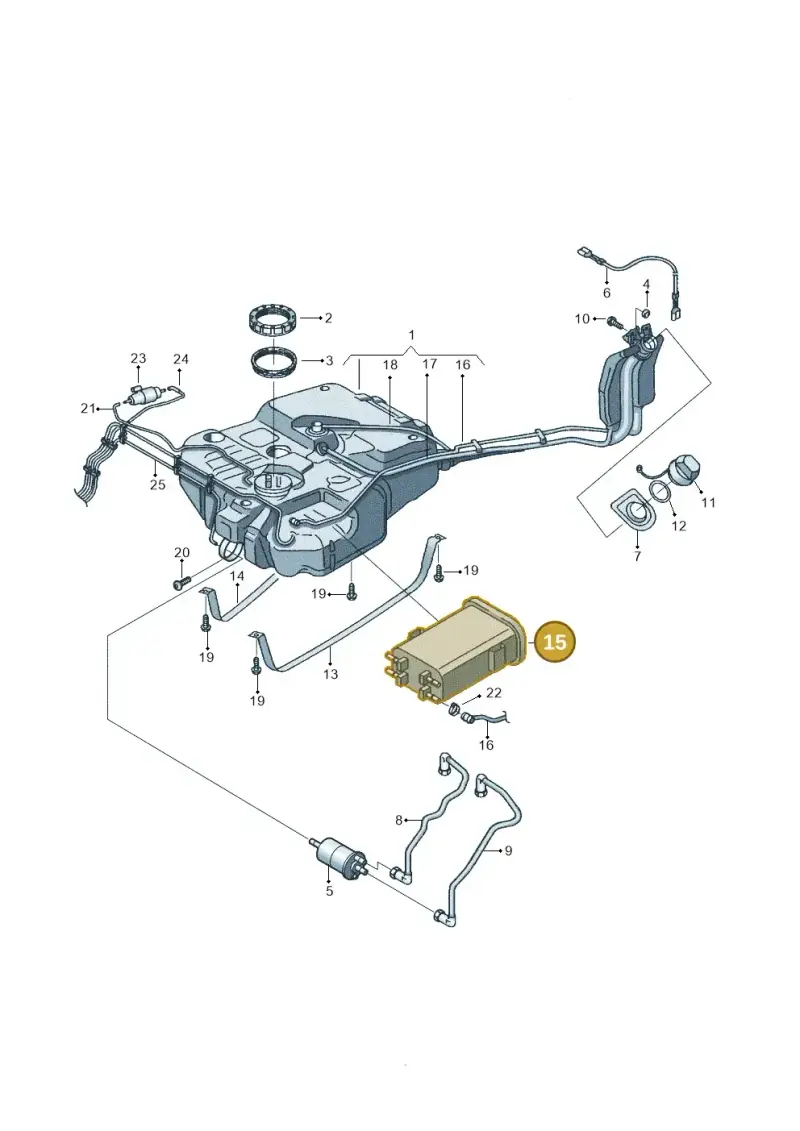 1T0201801 — Volkswagen Caddy panel van (2008-2010) diagram 652201050, position 15