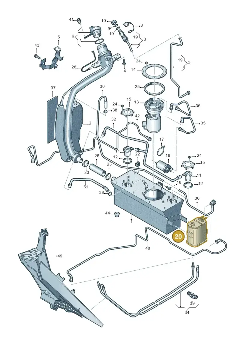 1T0201801 — Volkswagen Touran 2.0 (2010-2015) diagram 694201060, position 20