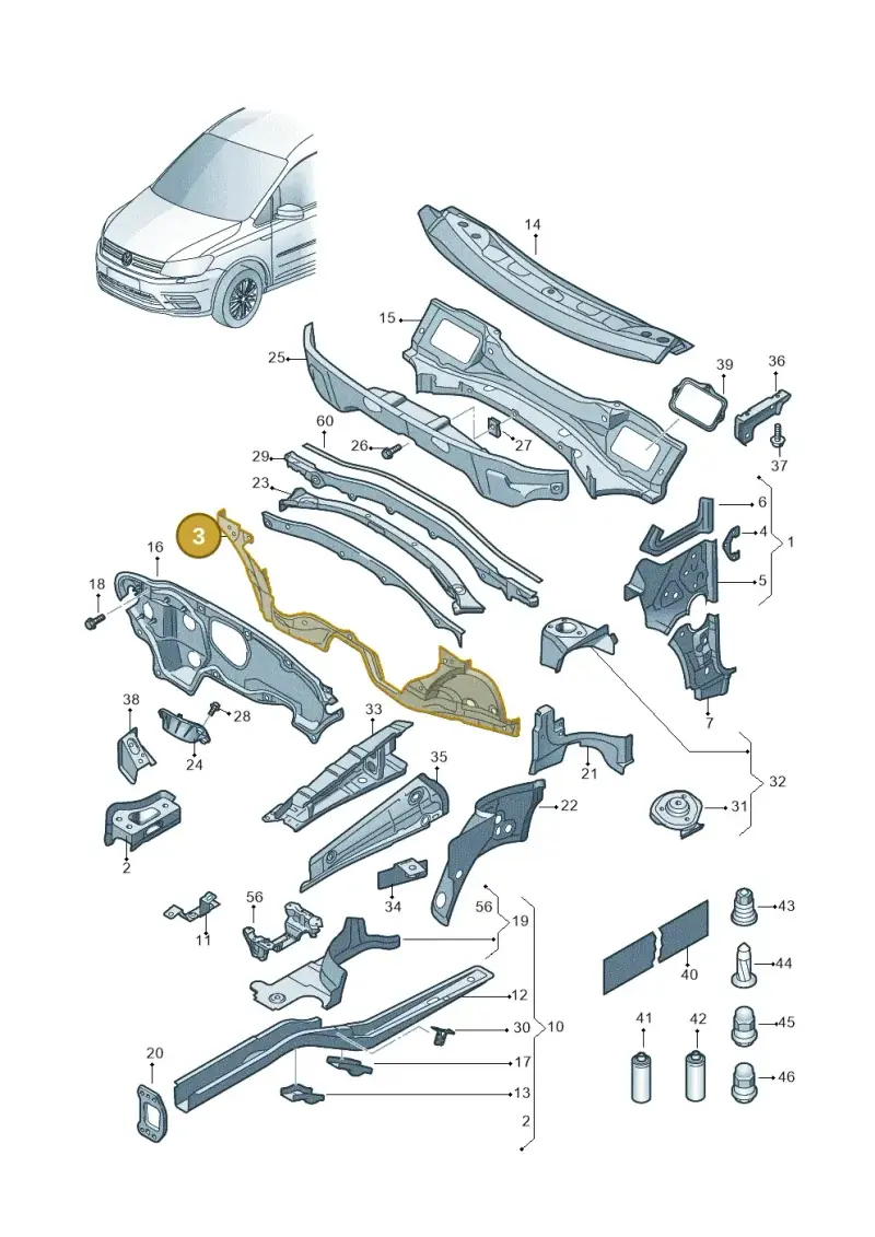 1T0802165B — Volkswagen Caddy kombi (2015-2020) diagram 866803000, position 3