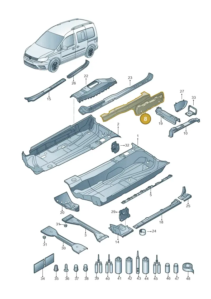 1T0802381C — Volkswagen Caddy kombi (2015-2020) diagram 866803100, position 8