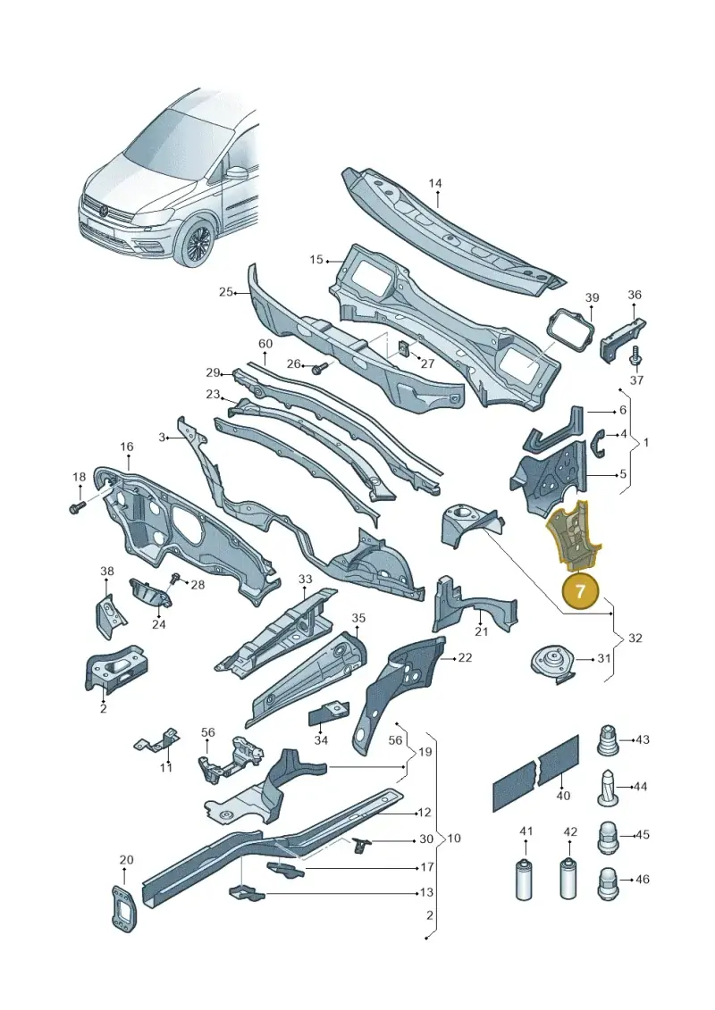 1T0802624C — Volkswagen Caddy kombi (2015-2020) diagram 866803000, position 7