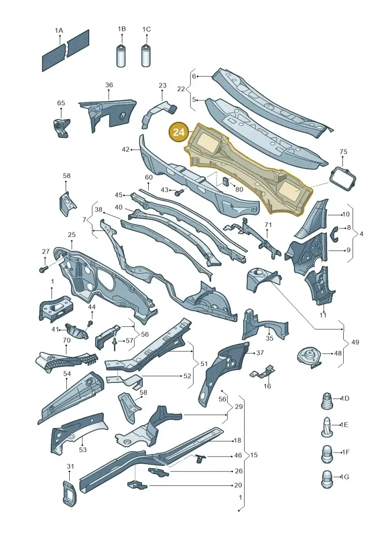 1T0803155 — Volkswagen Caddy Maxi Kombi (2010-2015) diagram 652803000, position 24