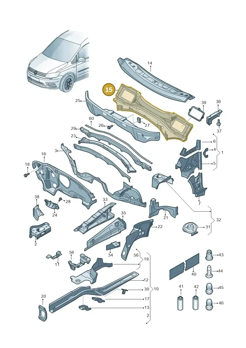 1T0803155 — Volkswagen Caddy kombi (2015-2020) diagram 866803000, position 15