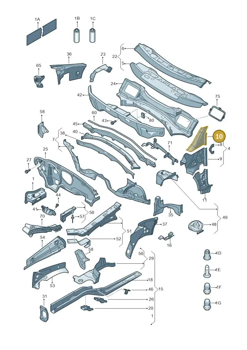 1T0810222B — Volkswagen Touran 2.0 (2010-2015) diagram 652803000, position 10