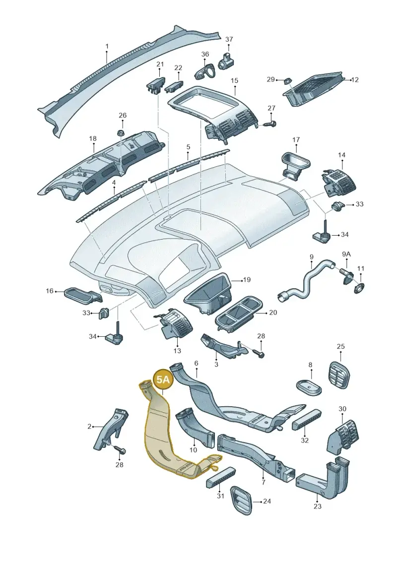 1T0819803E — Volkswagen Touran 2.0 (2010-2015) diagram 409819300, position 5A