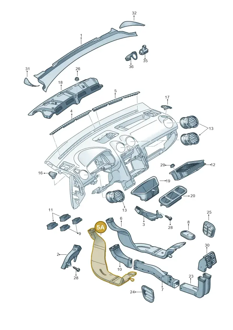 1T0819803E — Volkswagen Caddy panel van (2008-2010) diagram 443819300, position 5A