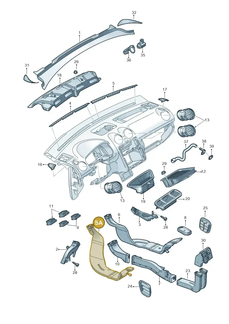 1T0819803E — Volkswagen Caddy Maxi Kombi (2010-2015) diagram 690819300, position 5A
