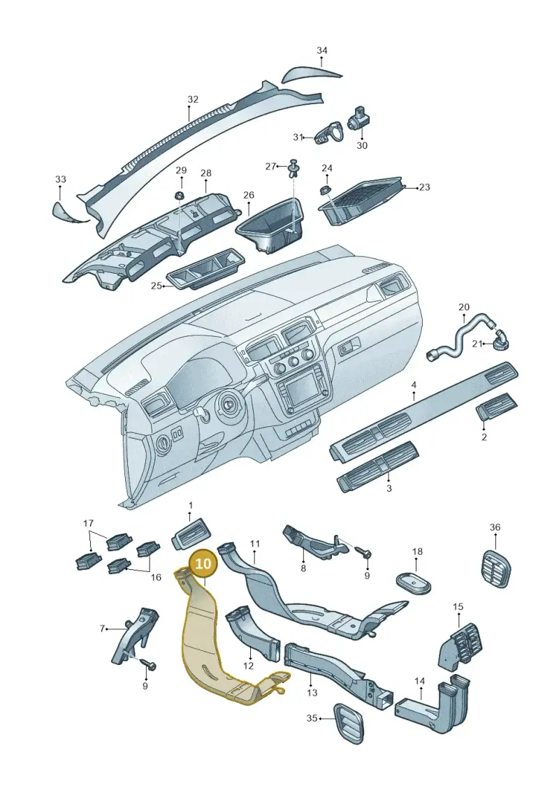 1T0819803E — Volkswagen Caddy kombi (2015-2020) diagram 866819300, position 10