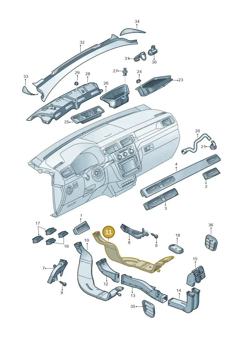 1T0819804F — Volkswagen Caddy kombi (2015-2020) diagram 866819300, position 11