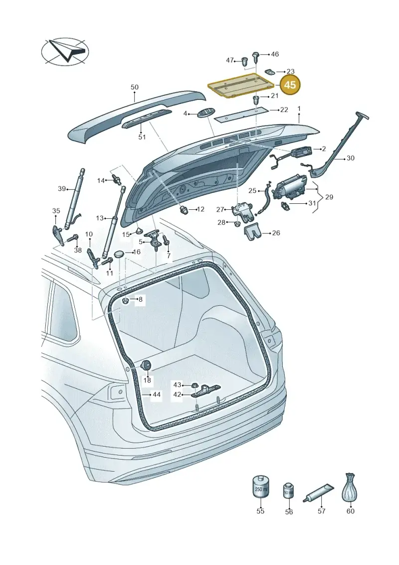 1T0827211C — Volkswagen Tiguan 2.0 4Motion (2016-2024) diagram 884827000, position 45