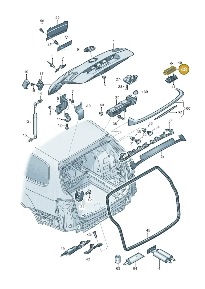 1T0827229A — Volkswagen Passat saloon (2010-2015) diagram 702827300, position 48