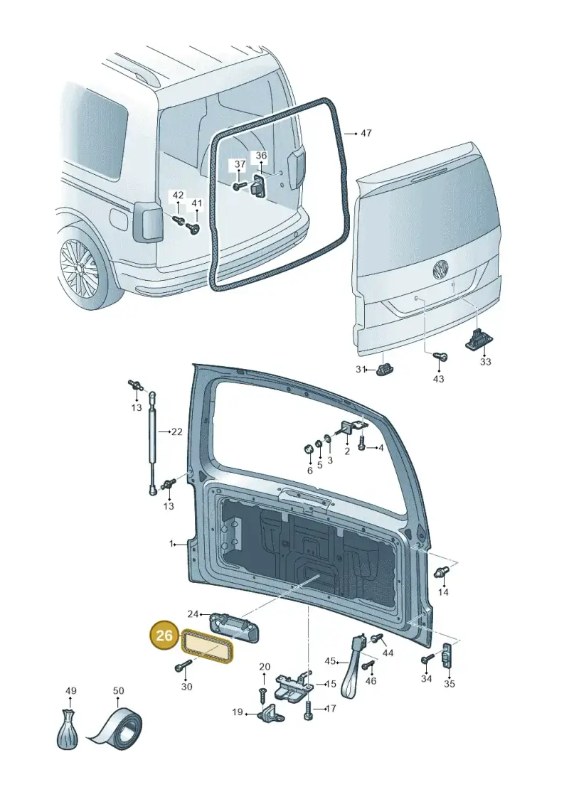 1T0827229A — Volkswagen Caddy kombi (2015-2020) diagram 866827000, position 26