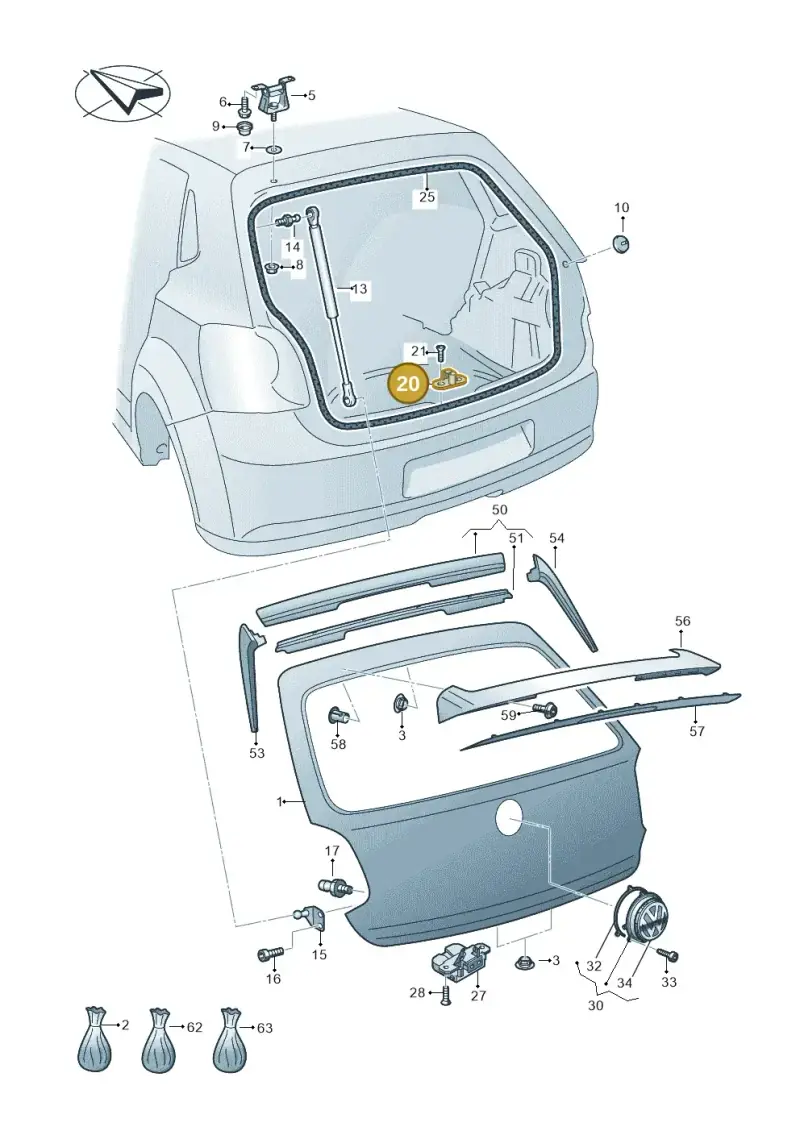 1T0827517A — Volkswagen Polo 1.4 BlueMotion (2014-2017) diagram 773827000, position 20