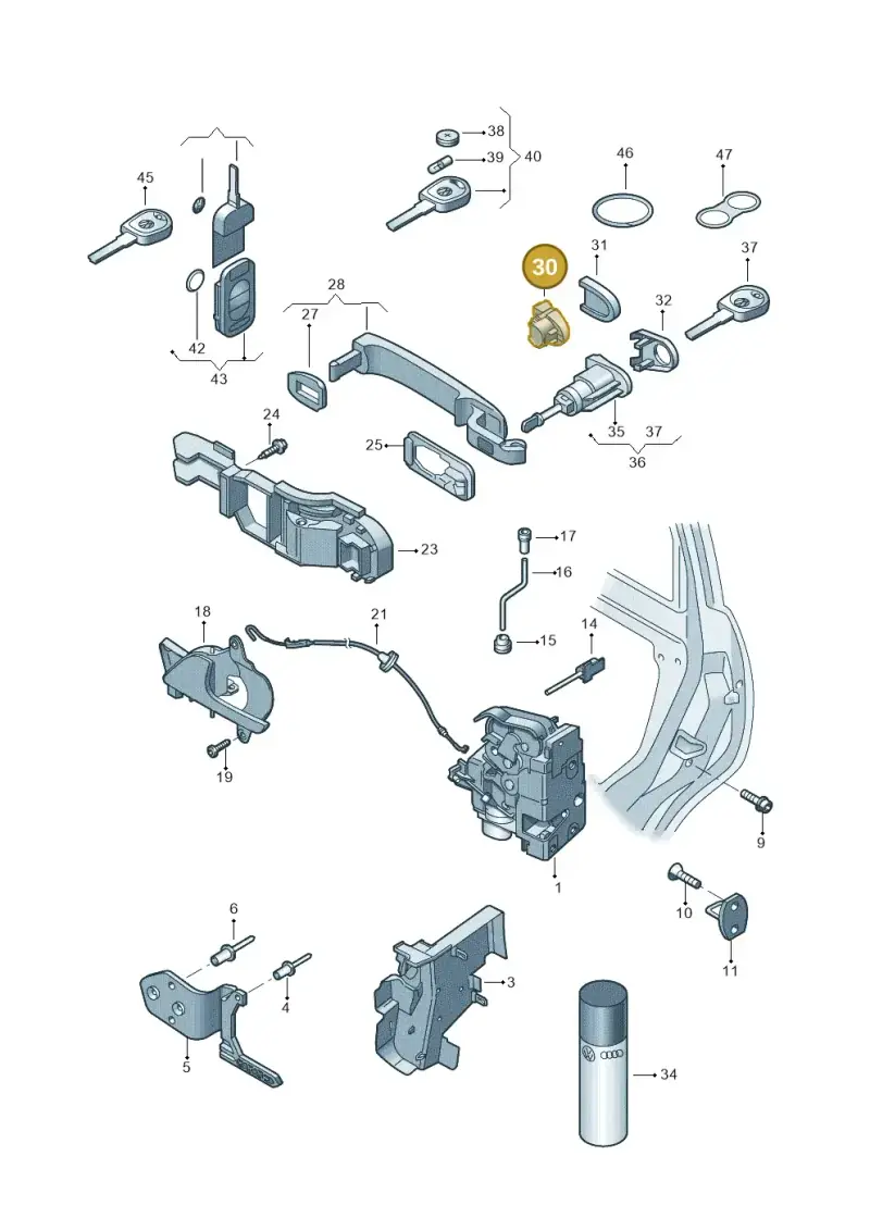 1T0837233B — Volkswagen Transp. dropside (2011-2015) diagram 411837000, position 30