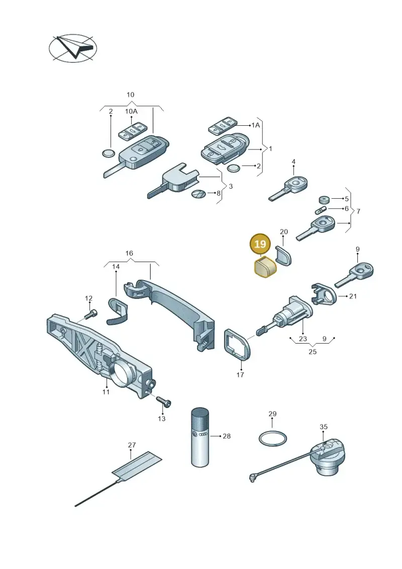 1T0837233B — Volkswagen Caddy Maxi Kombi (2010-2015) diagram 443837100, position 19