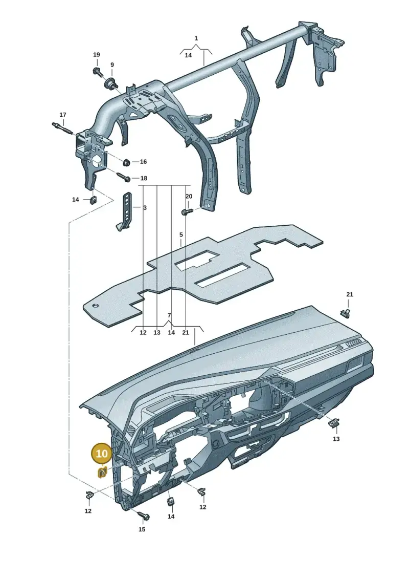 1T0857489 — Volkswagen Caddy Maxi Kombi (2020-2024) diagram 2ka857000, position 10