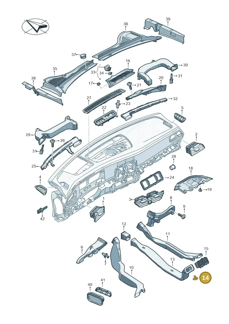 1T0857489 — Volkswagen Passat estate (2023-) diagram 3j0819300, position 14