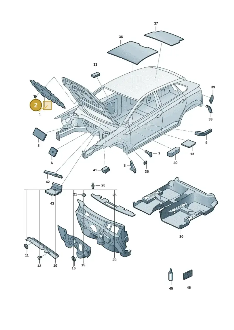 1T0863727 — Volkswagen Taigo (2021-2024) diagram 2f0863200, position 2