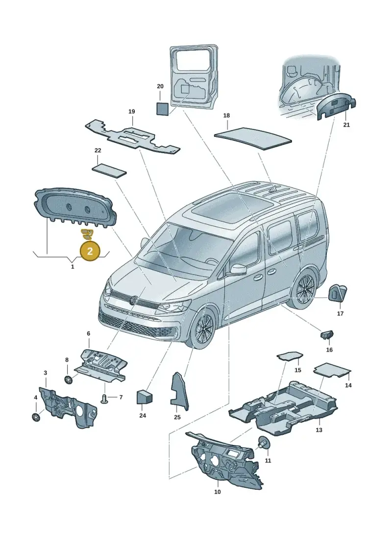 1T0863727 — Volkswagen Caddy Maxi Kombi (2020-2024) diagram 2ka863200, position 2