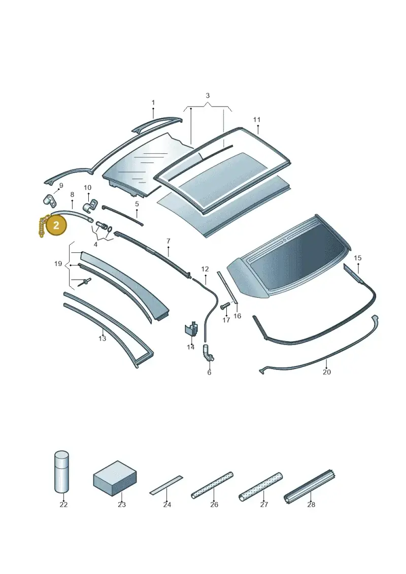 1T0877242A — Volkswagen Eos BlueMotion (2010-2015) diagram 482871200, position 2