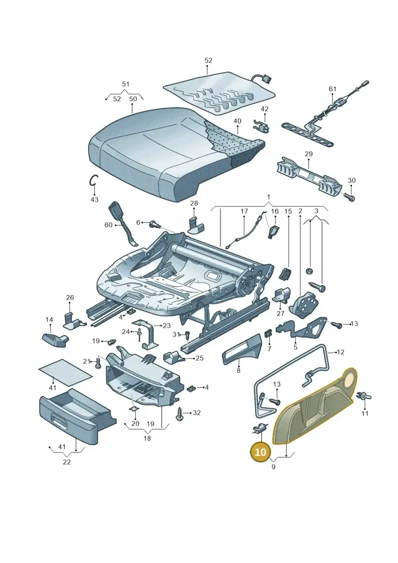 1T0881621 — Volkswagen Golf (2011-2013) diagram 420881000, position 10