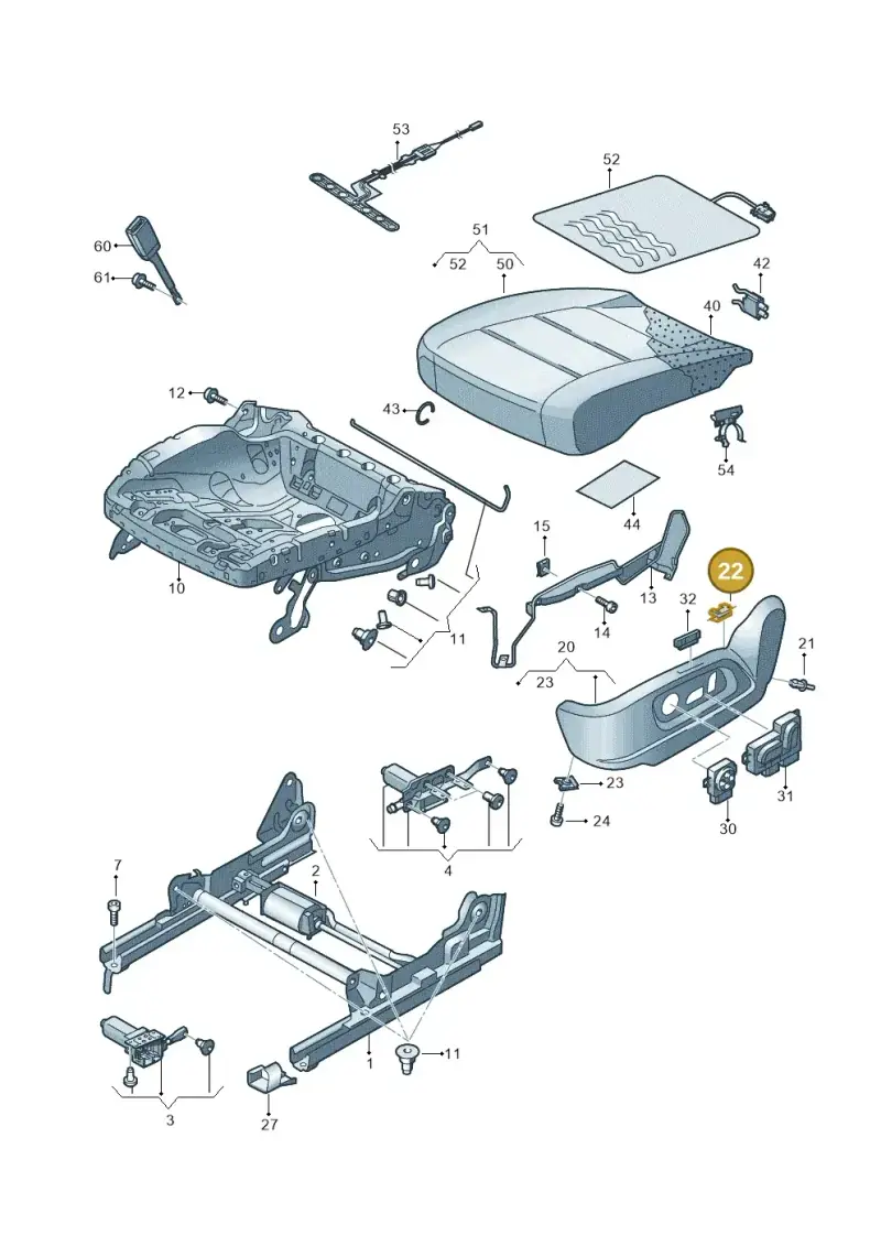 1T0881621 — Volkswagen Scirocco 2.0 (2014-2017) diagram 651881100, position 22