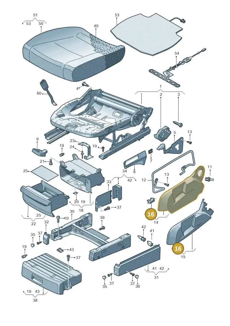 1T0881621 — Volkswagen Touran 2.0 (2010-2015) diagram 694881000, position 16