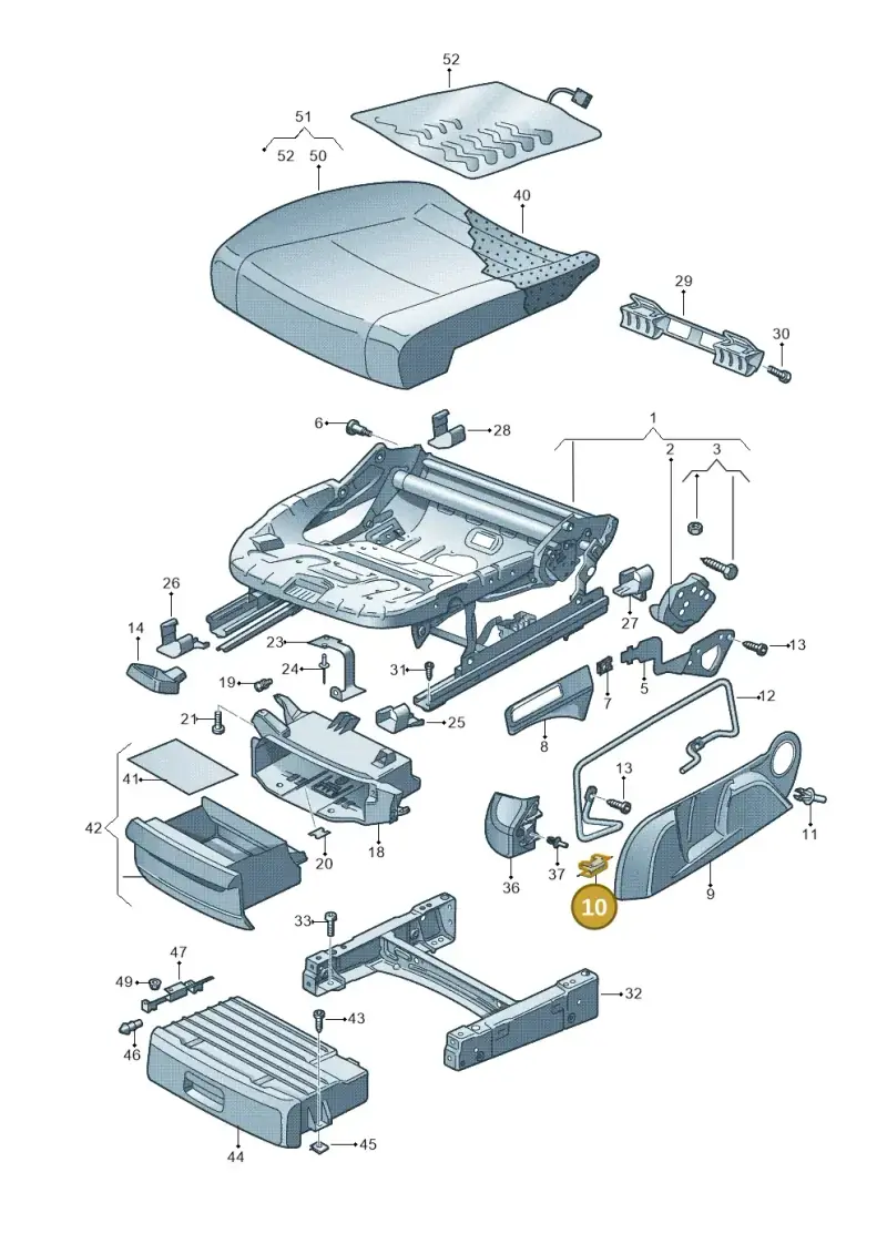 1T0881621A — Volkswagen Golf Plus (2011-2014) diagram 730881000, position 10