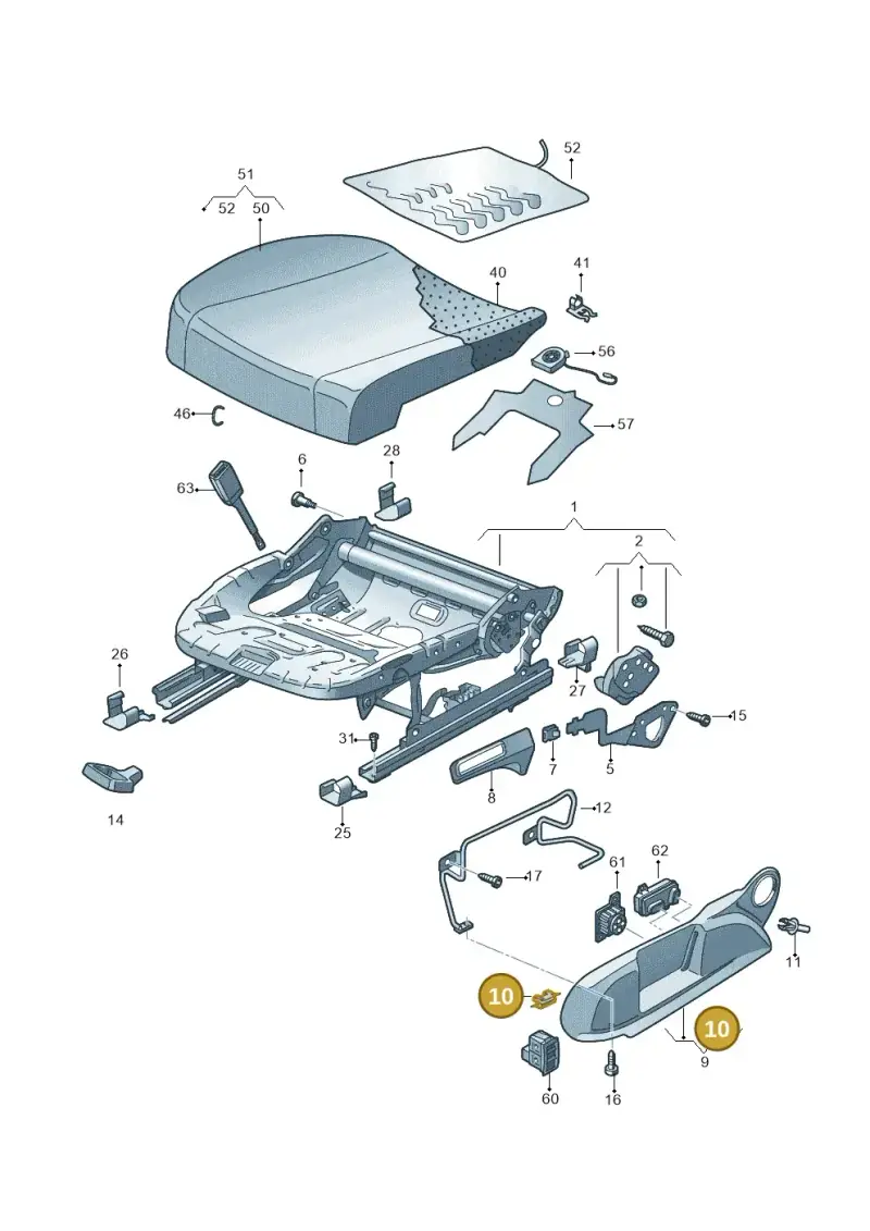 1T0881621A — Volkswagen Passat CC (2011-2016) diagram 737881000, position 10