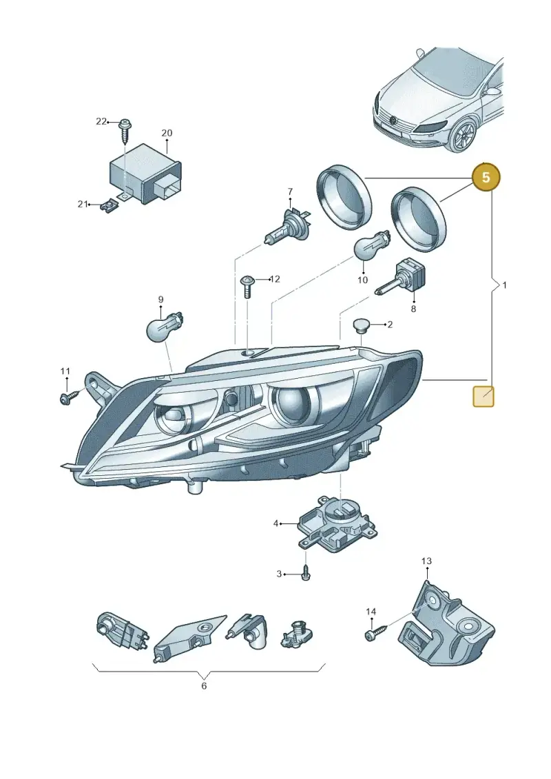 1T0941607D — Volkswagen Passat CC (2011-2016) diagram 737941000, position 5