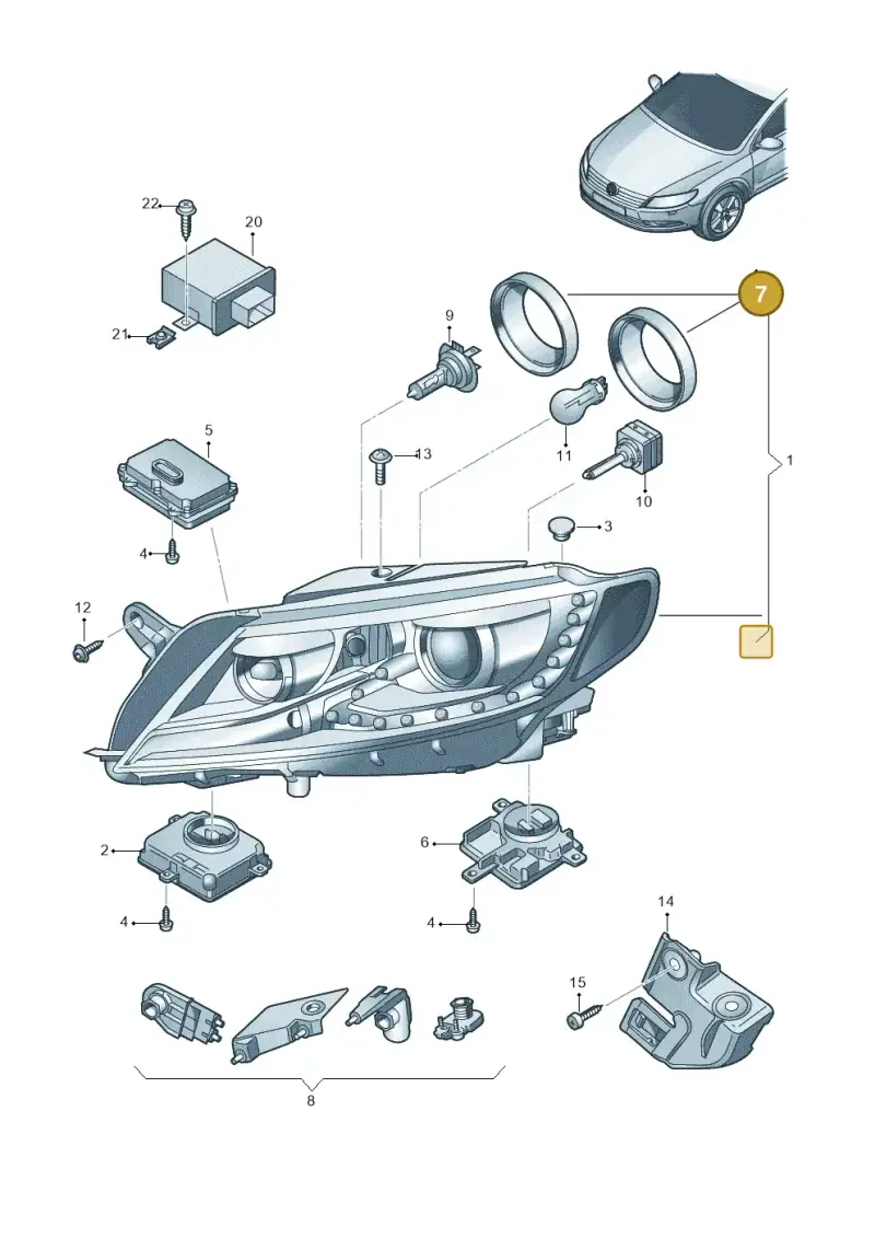 1T0941607D — Volkswagen Passat CC (2011-2016) diagram 737941200, position 7