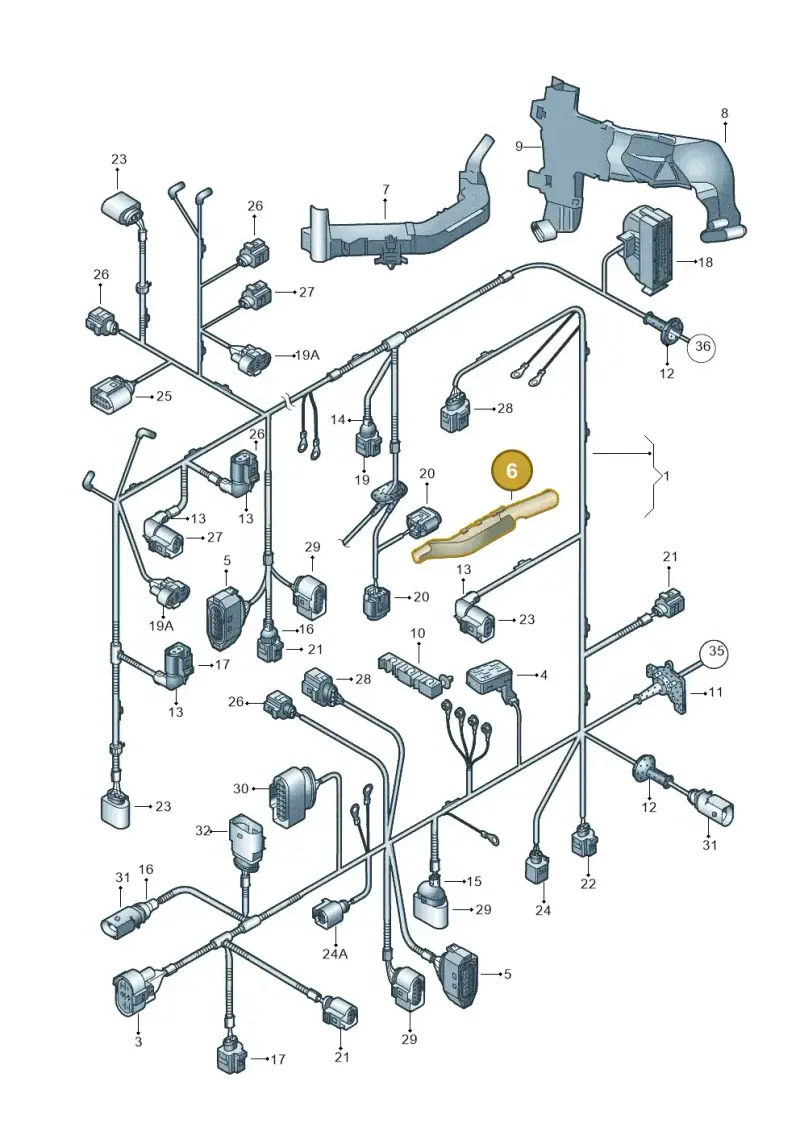 1T0971445B — Volkswagen TOURAN (2003-2005) diagram 409971800, position 6