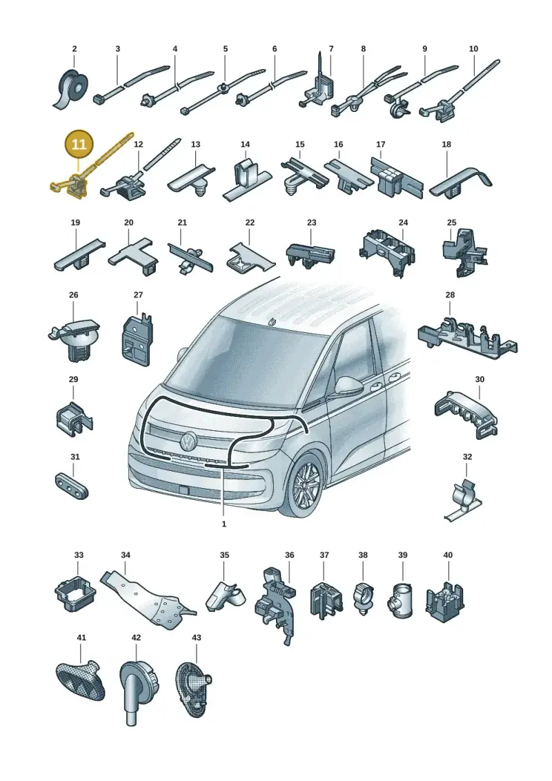 1T0971838 — Volkswagen Multivan (2021-2025) diagram 7t0971801, position 11