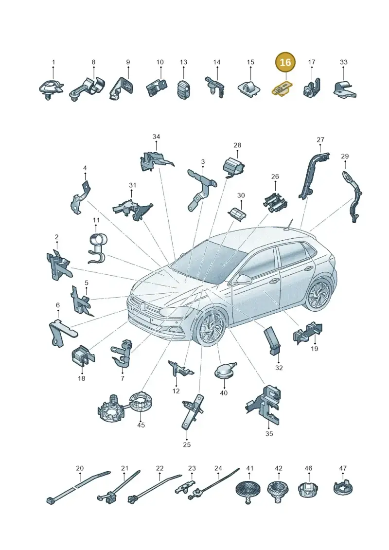 1T0971930A — Volkswagen Polo 1.0 BlueMotion (2017-2024) diagram 837971820, position 16