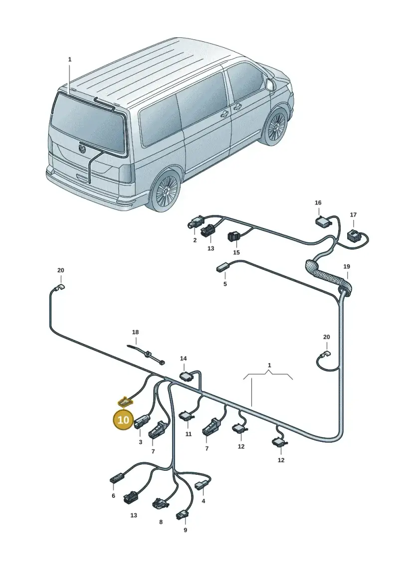 1T0972703 — Volkswagen Transport. multivan (2019-2024) diagram 7em972082, position 10
