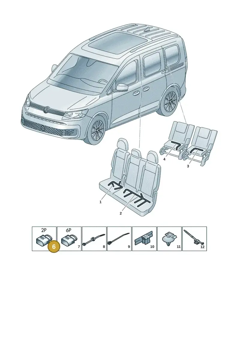 1T0973119 — Volkswagen Caddy Maxi Kombi (2020-2024) diagram 2ka972029, position 6