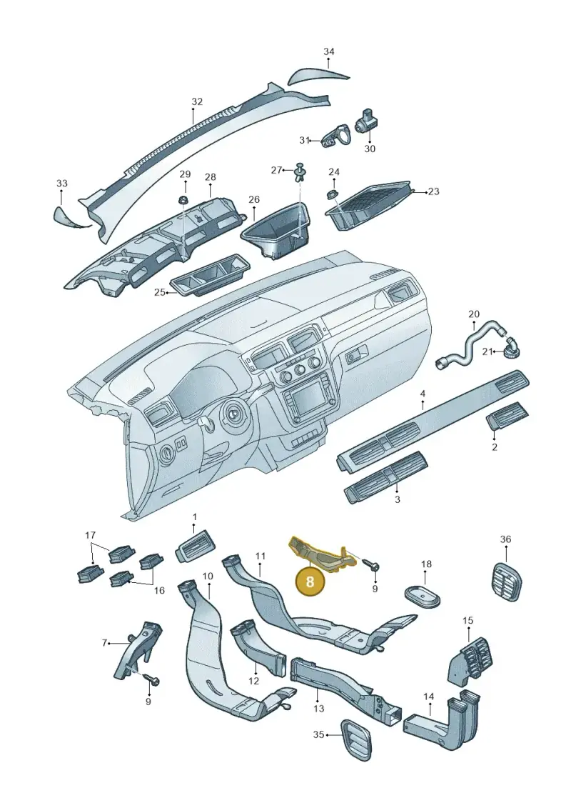 1T1819152A — Volkswagen Caddy kombi (2015-2020) diagram 866819300, position 8
