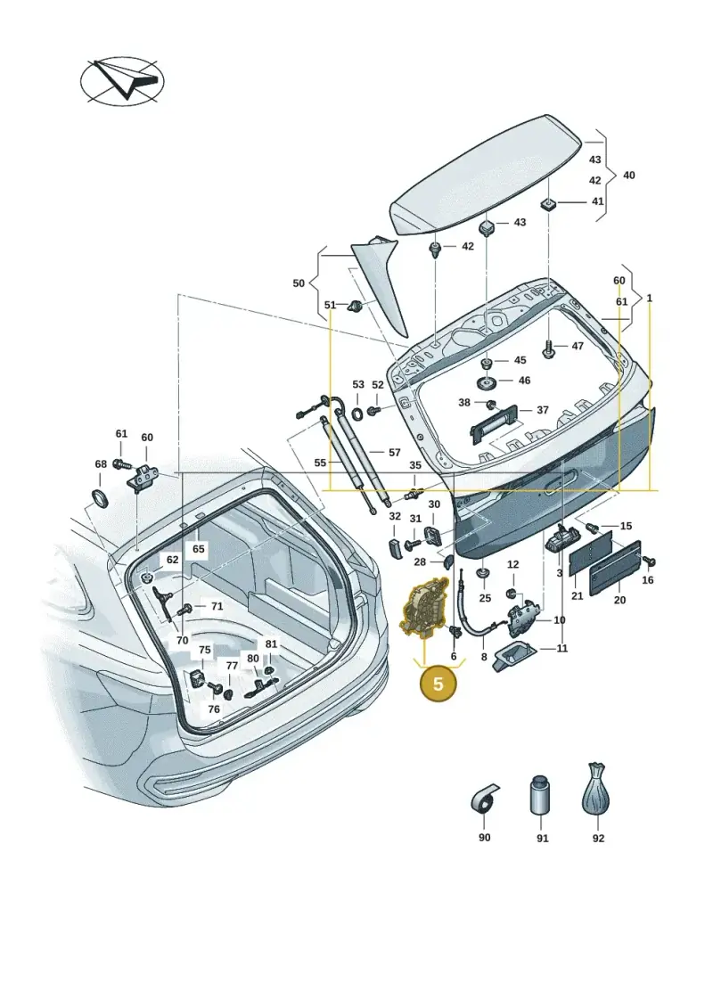 1T3827887A — Volkswagen Passat Estate (2023-2025) diagram 3j0827000, position 5