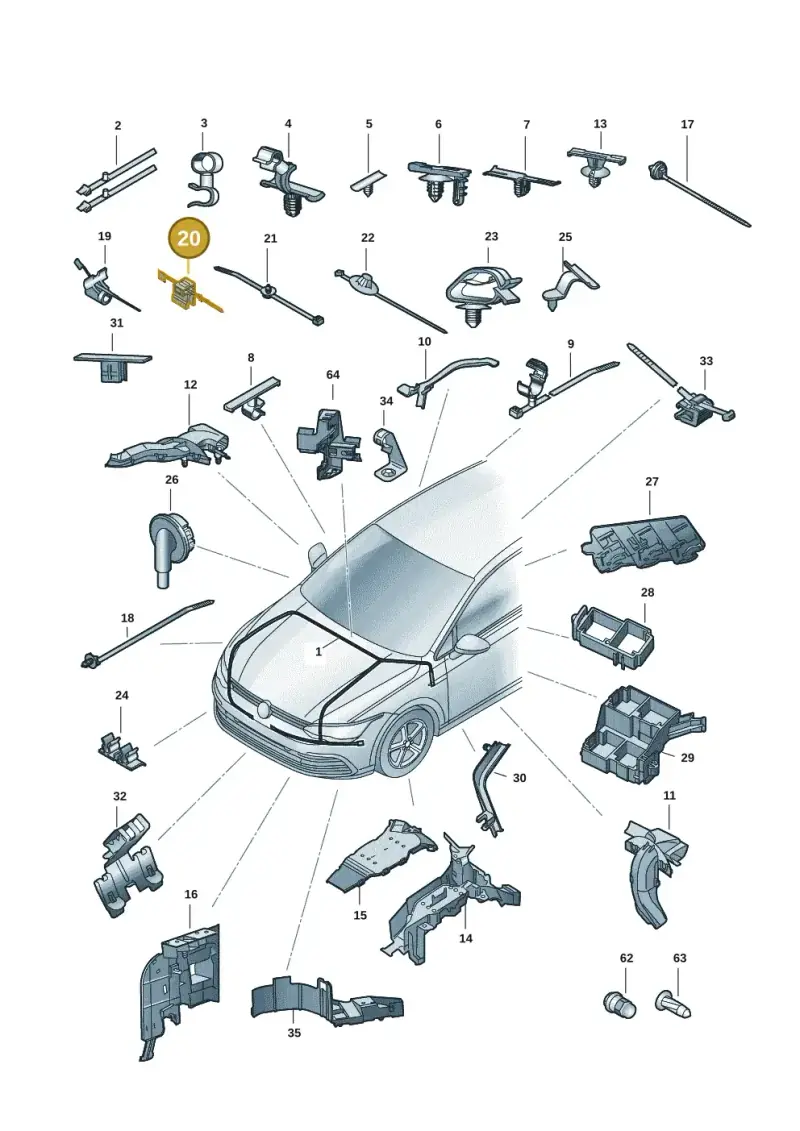 1Y0971838 — Volkswagen Golf 2.0 BlueMotion (2019-2024) diagram 5h0971081, position 20