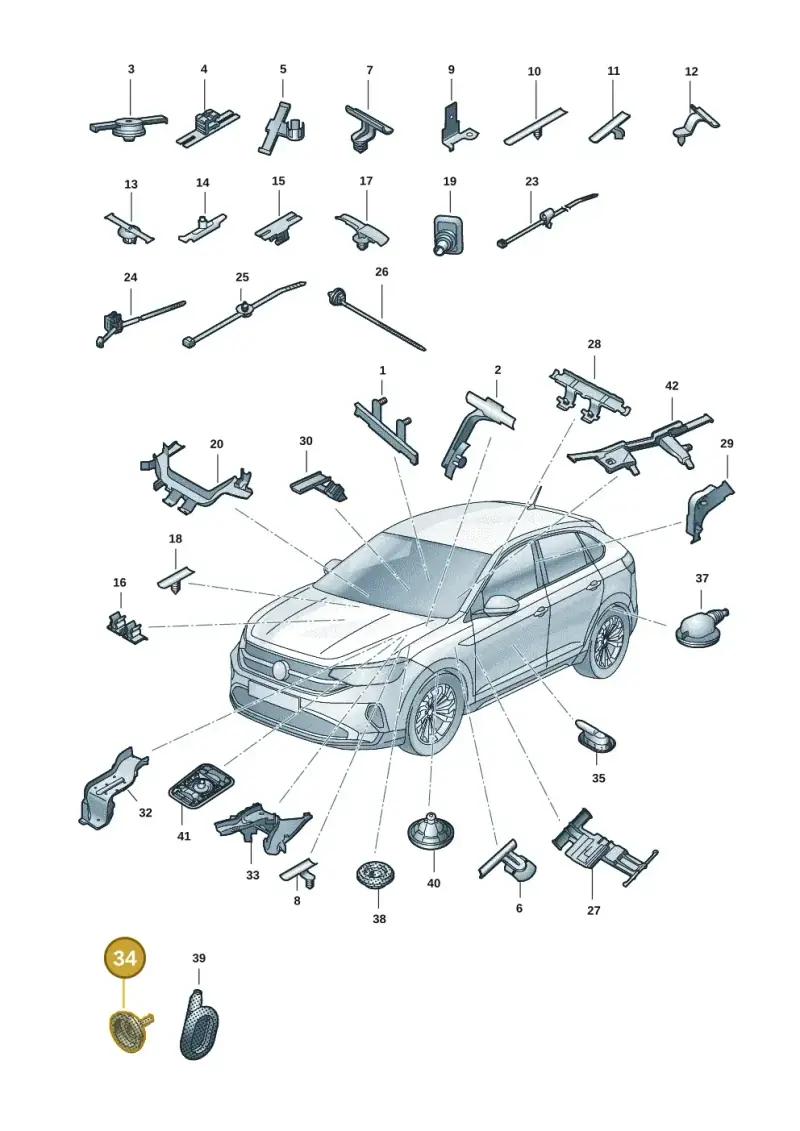 1Z0971913 — Volkswagen Taigo (2021-2024) diagram 2f0971083, position 34