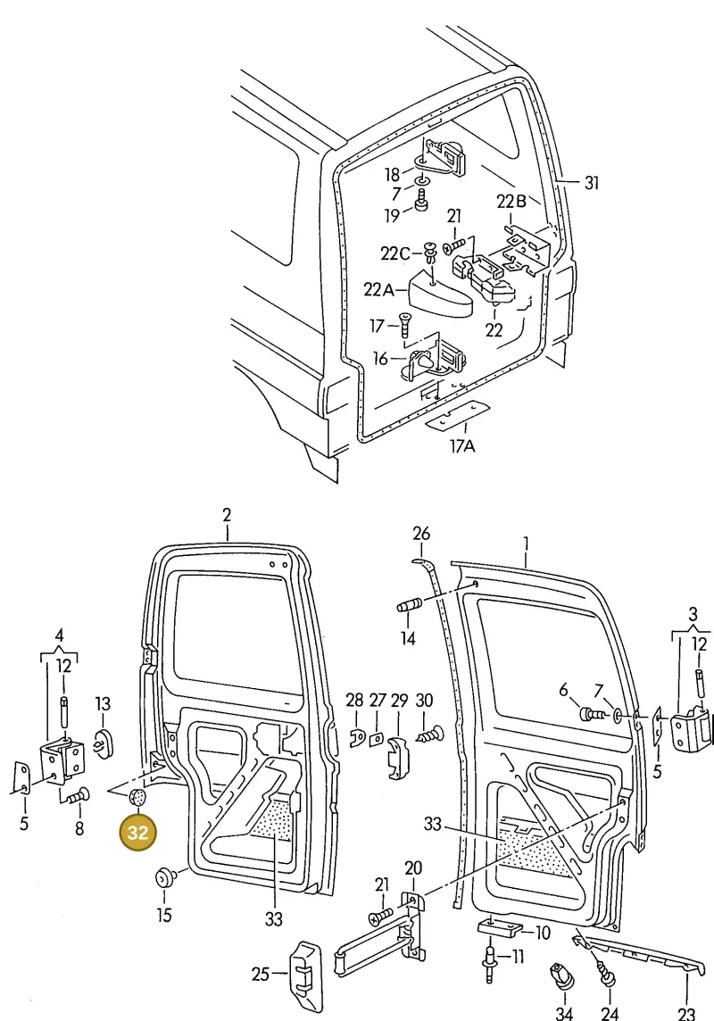 211611849 — Volkswagen TRANSPORTER SYNCRO (1996-2003) diagram 117827500, position 32