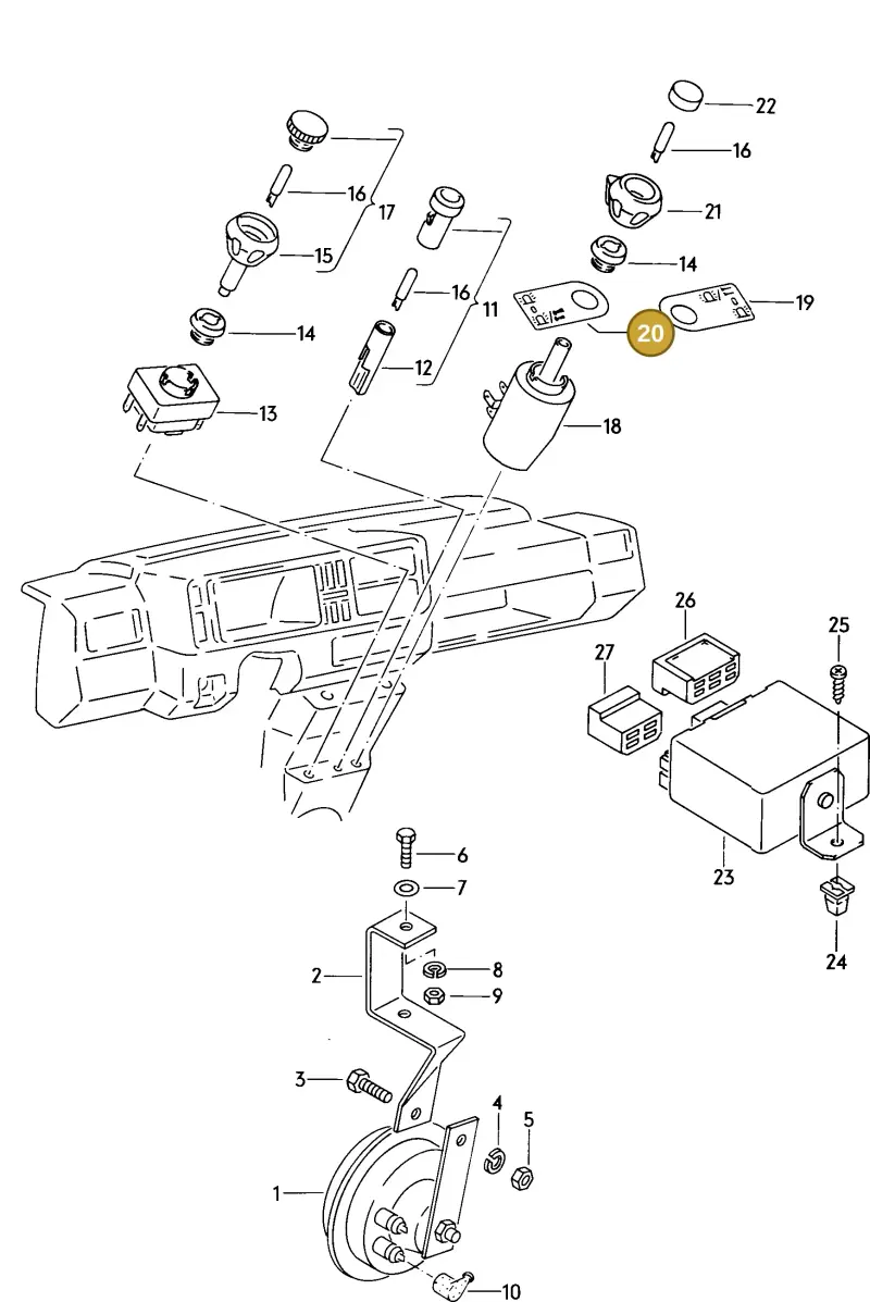 211951279 — Volkswagen Jetta (1989-1991) diagram 014232050, position 20