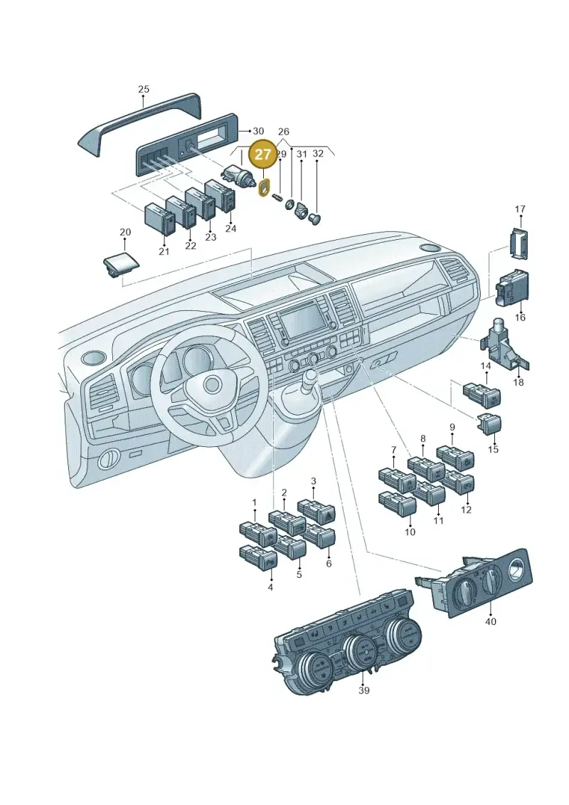 211951279 — Volkswagen Transporter Single Cab (2015-2019) diagram 862941510, position 27