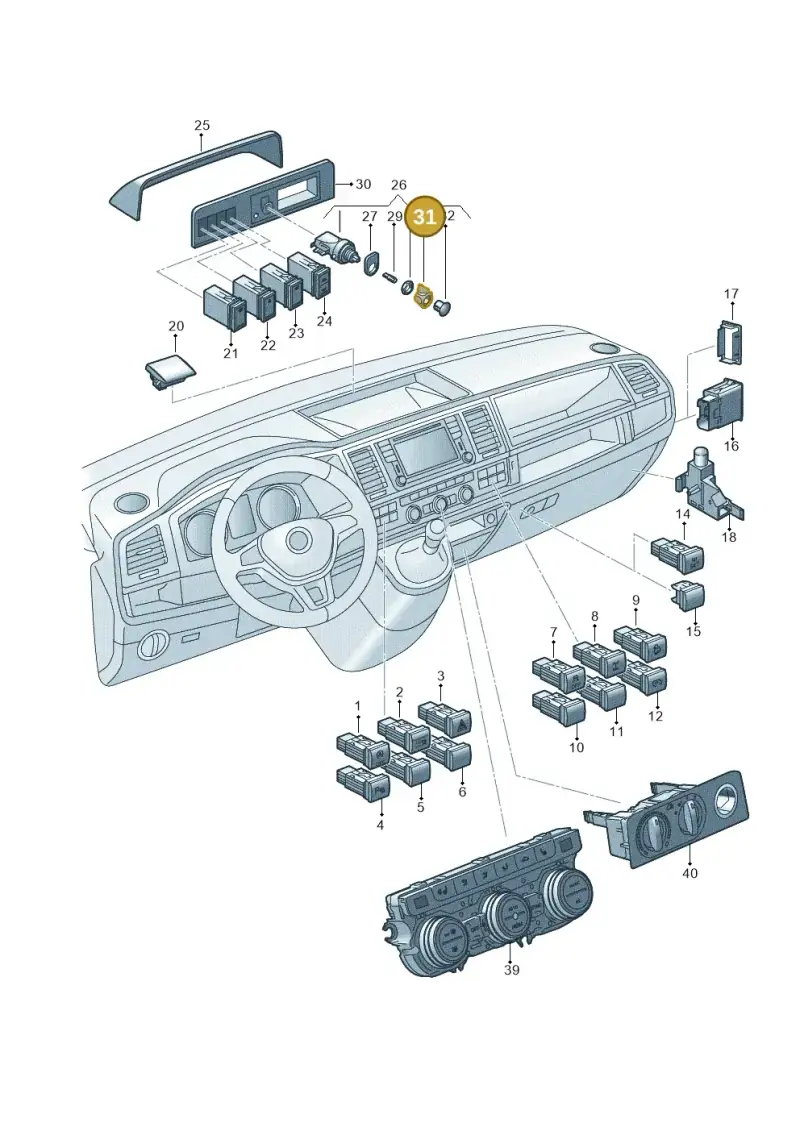 211951297 — Volkswagen Transporter Single Cab (2015-2019) diagram 862941510, position 31