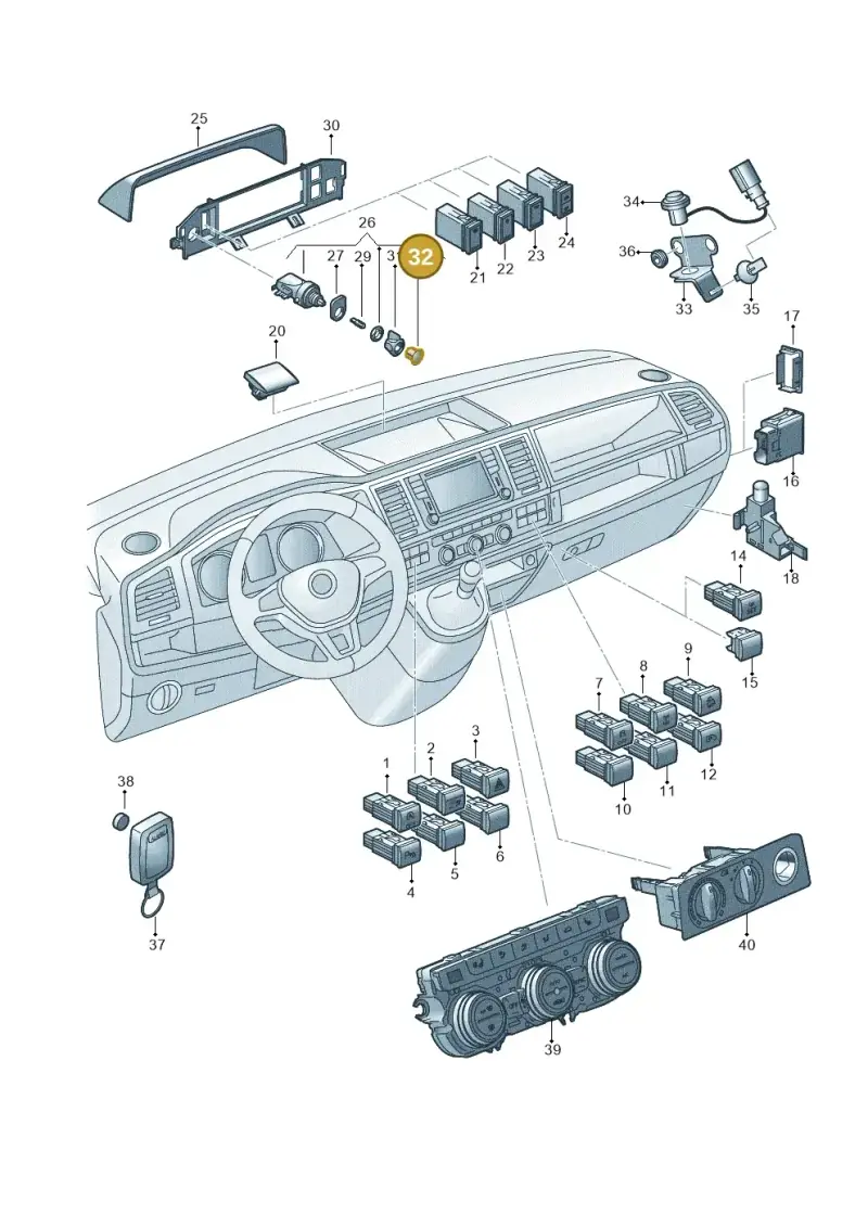 211951299 — Volkswagen Caravelle (2015-2019) diagram 861941510, position 32