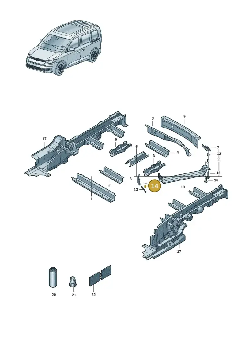247265595 — Volkswagen Caddy Maxi Kombi (2020-2024) diagram 2ka803050, position 14