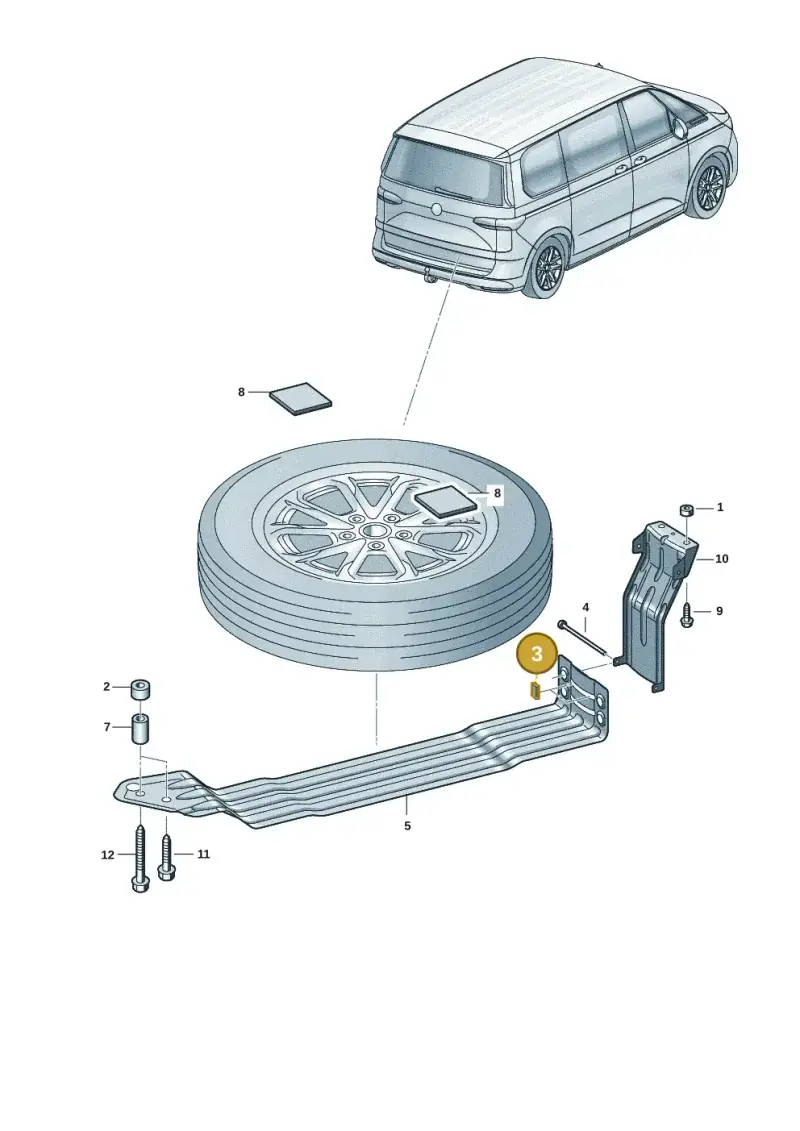 247265595 — Volkswagen Multivan (2021-) diagram 7t0801050, position 3