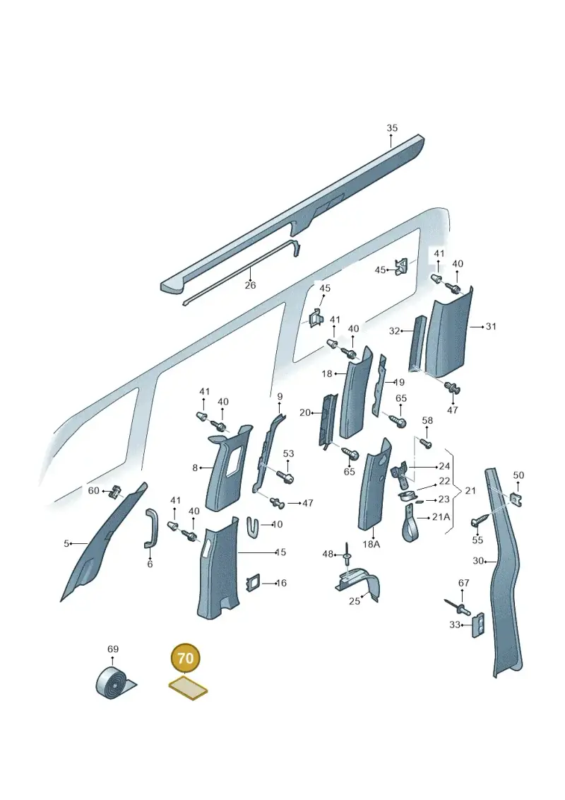 251201525 — Volkswagen Caravelle (2019-2024) diagram 871867700, position 70
