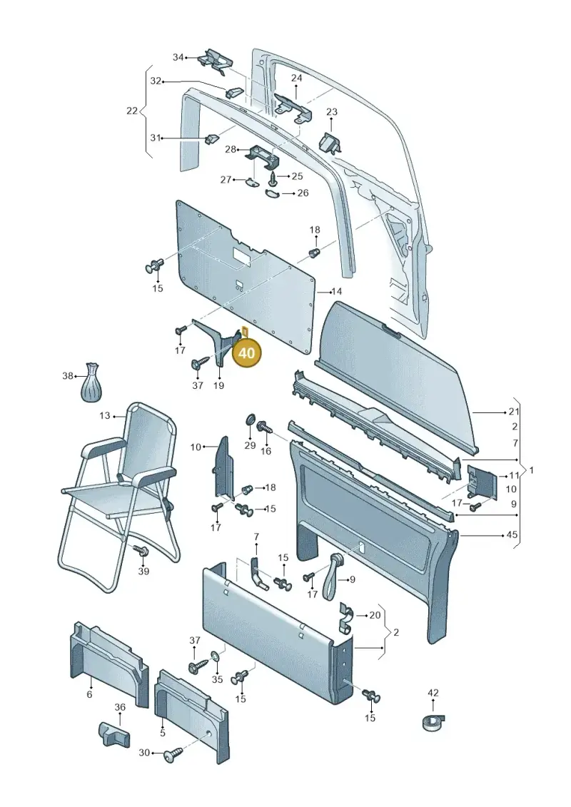 251201525 — Volkswagen Caravelle (2015-2019) diagram 871867800, position 40
